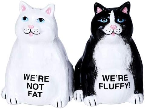 Pacific Giftware Fluffy Fat Cats Ceramic Magnetic Salt and Pepper Shaker Set