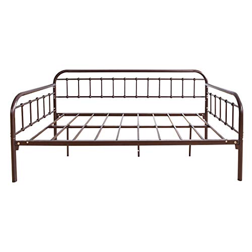 Homerecommend Metal Daybed Frame Twin Metal Slats Platform Base Box Spring Replacement Bed Sofa For Living Room Guest Room (Twin, Dark Copper) #TOP2
