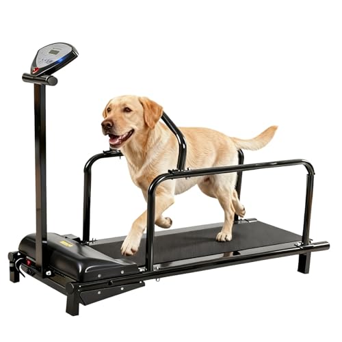 Dog Treadmill, Slatmill for Dogs with Safe Indoor Design, Adjustable Speeds, Display Screen, Quiet Motor, Pet Running Machine for Small/Medium Dogs