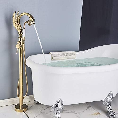 Luxury Golden Bathtub Faucet Swan 2 Features Hot and Cold Floor Standing Shower Faucet,Rome A,Rome A (Gold B)