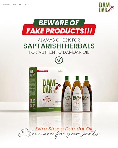 Image of Damdar Oil Ayurvedic Joint Pain Relief Oil | Herbal Body Massage Oil for Knee, Back, Shoulder & Arthritis Pain | Natural Ingredients | Pack of 3 * 150ml (450ml)