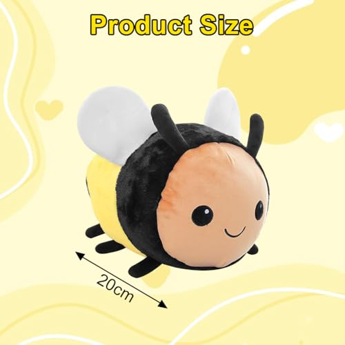 Qxwuyazbryl Biene Kuscheltier 20 cm, Biene Plüschkissen, Weiches Hummel Plüschtier, Niedliche Bienes Plüschtier, Stofftier Kinder Plushie, Süßes Geschenk für Kinder, Mädchen & Jungen