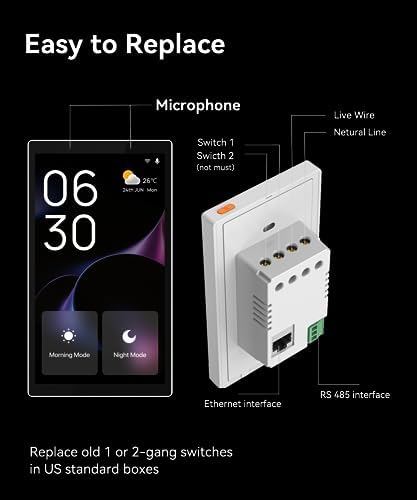 RERE Smart Home Control Panel L, 5-inch In-wall Smart Panel with Alexa Built-in, WiFi Switch Panel for Tuya Smart Life App, Home Automation Touchscreen, Built-in Zigbee Gateway and BLE Mesh, White 8 41FiS9FwQ+L. AC