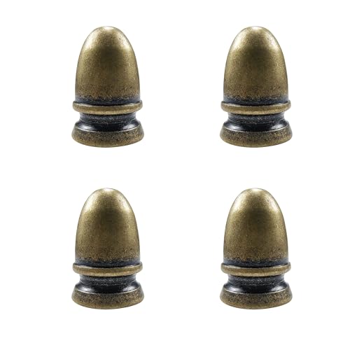 Image of ECUDIS Pack of 4 Solid Metal Lamp Finials Caps Knob for Lamp Shade Harp Holder (Antique Brass)