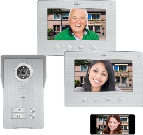 Elro DV4000IP-2 Videocitofono WiFi-IP │ 2 Appartamenti │ Telecamera 1080P Full-HD con Visione Notturna │ Cavo a 4 Fili │ 16 Suonerie