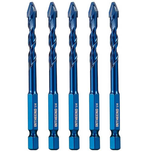 5 Pcs 1/4 Eccentric Drill Bit, Masonry Drill Bit Set, Concrete Drill Bit Set, High-Strength Special Crooked Head Eccentric Twist Drill Bit for Concrete/Ceramic/Tiles/Glass/Hard Plastic, 6mm