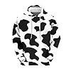 Generisch Male Casual Cow Print Hoodie Drawstring Long Sleeve Pocket Hooded Blouse Training Stuff Men, White, L #1
