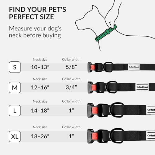 CollarDirect Wasserdichtes Hundehalsband Verstellbar – Silikon & Kunststoff, Geruchsresistent, Leicht zu Reinigen, Sicherheitsverschluss – für kleine, mittlere & große Hunde (Schwarz, L (35-45 cm))