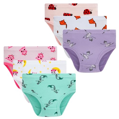 Winging Day Little Girls Cotton Prints Panties Size 5 (6-Pack)