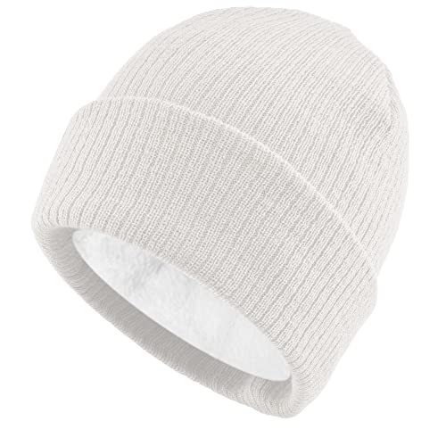 Van Der Rich ® - Strickmütze Pelz Innenseite Für Damen und Herren (Creme, One Size) Cover