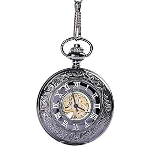 Zakhorloge Patroon Retro Vintage Quartz Cijfers Zakhorloge voor Xmas Black