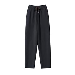 MenS Cashmere Elastic Waist Knit Pants Midweight Regular Fit Flat Front Ankle-Length Sweatpants