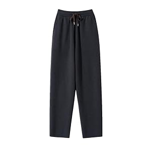 MenS Cashmere Elastic Waist Knit Pants Midweight Regular Fit Flat Front Ankle-Length Sweatpants