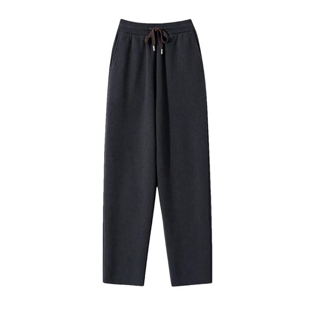 MenS Cashmere Elastic Waist Knit Pants Midweight Regular Fit Flat Front Ankle-Length Sweatpants