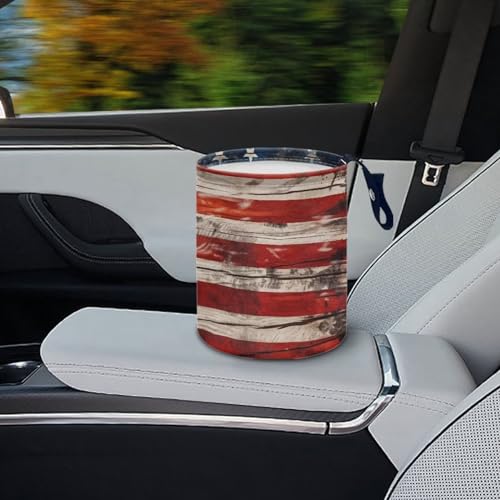 Image of American Flag Car Trash Bin Vehicle Trash Can - Portable Reusable Waterproof Multipurpose Car Organizer Road Trip Essentials
