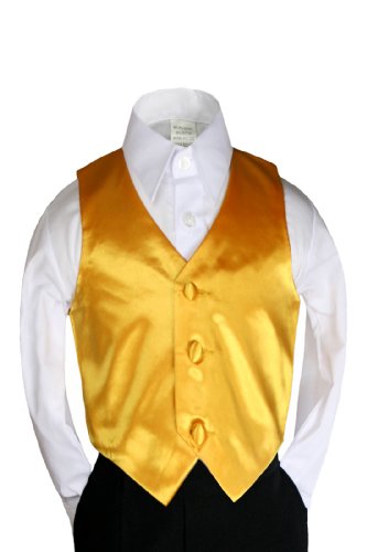 Unotux Yellow Satin Vest Only for Baby Kid Teen Boy Wedding Party Formal Suit sz Sm-28 (12)