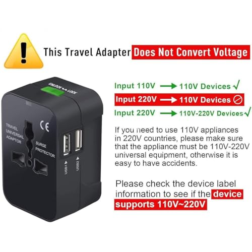 Image of fizzytech Universal Travel Adapter with 6A AC Socket | International All-in-One Plug for 180+ Countries (US, UK, EU, AUS) | Universal AC Converter for Mobile, Laptop & Gadgets -Black