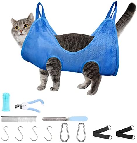 Siumir Pet Dog Grooming Hammock Kit 13 in 1 Grooming Harness Cat Holder for Nail Clipping with Nail Trimmers, Nail File, Toothbrush,…