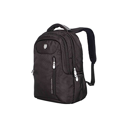 15.6 Inch Laptop Backpack College Bookbag Business Travel Nylon Rucksack for Men (Black)