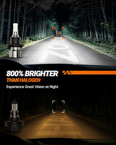 Image of SEALIGHT H13 LED Bulbs, L2 9008 24,000LM Super Brightness 6000K Cool White Bulbs, IP68 Waterproof, Plug and Play, 15000RPM Turbo Fan, 60000Hrs Lifespan, 1:1 Size Driving Bulbs, Pack of 2