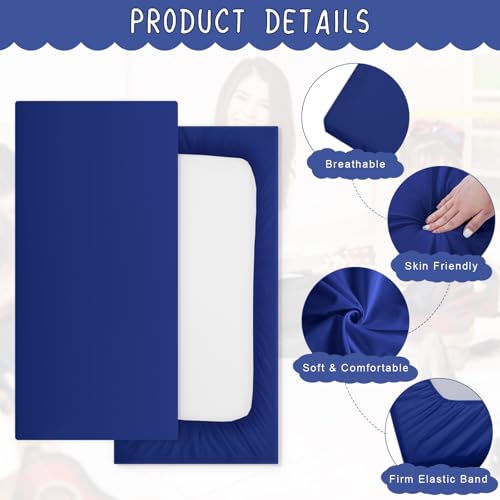 Image of VitalCozy 12 Pcs Daycare Cot Sheets for Sleeping Bulk 48 x 24 Inch Standard Size Preschool Soft Breathable Nap Rest Mat Crib Sheet for Kids Baby Boys Girls (Dark Blue)