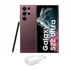 Samsung Galaxy S22 Ultra 5G + Cargador – Teléfono móvil libre, 128 GB, Smartphone Android, Burdeos (Versión Española)