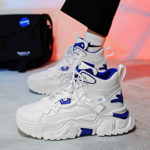 Image of Men'sHigh-Top Chunky Sneakers: Stylish Structural Accents, Trendy Dad Shoe Design, Comfortable Thick Sole & Durable Upper-Street Outfits & Urban Fashion Ensembles