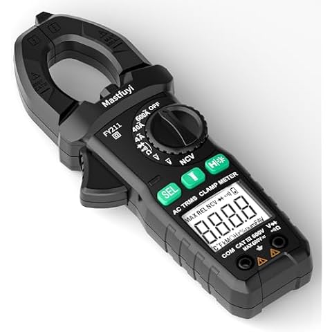 Mastfuyi Digital Clamp Meter T-RMS 4000 Counts, Multimeter Voltage Tester Auto-ranging Measures AC Current, AC/DC Voltage, Resistance, Diode, Continuity and NCV, with Backlight Flashlight Cover