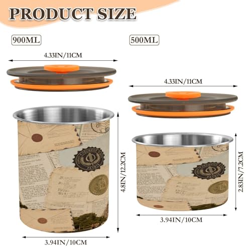 Canister para café retro de acero inoxidable de 500 ml miniatura 2