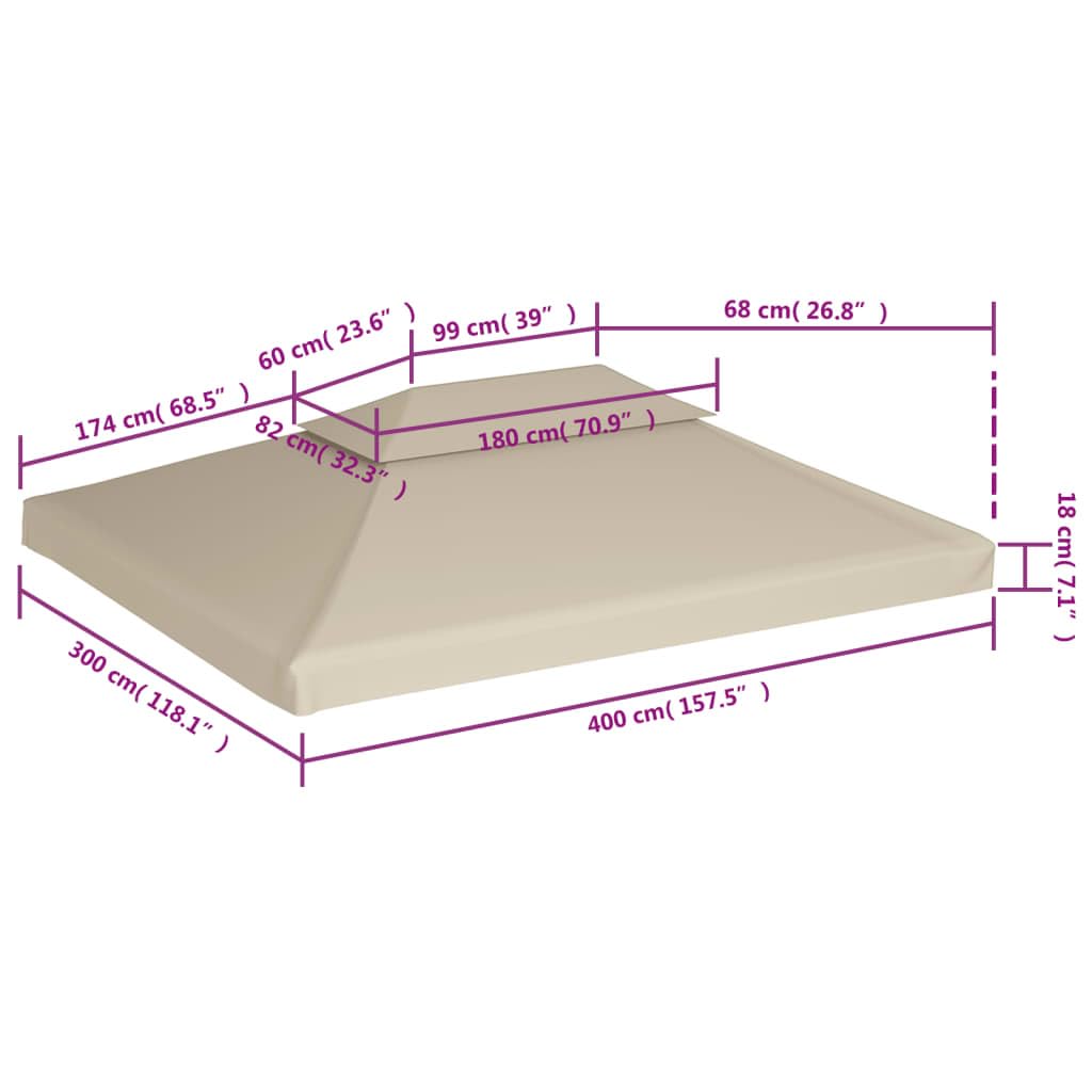 vidaXL Pavillondach 310g/m² 3x4m Pavillon Dach Dachplane Ersatzdach Ersatzbezug Beige