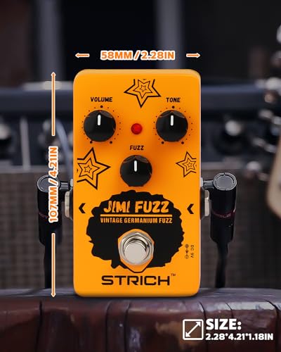 Image of STRICH Jimi Fuzz Guitar Pedal, Compact Electric Guitar Mini Fuzz, Classic Sound, Adjustable Vol /Tone /Gain Controls, True Bypass for Electric Guitar, Orange