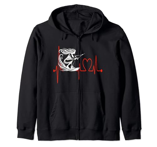Wakeboard Heartbeat EKG Wakeboard Lover Deportes extremos Sudadera con Capucha