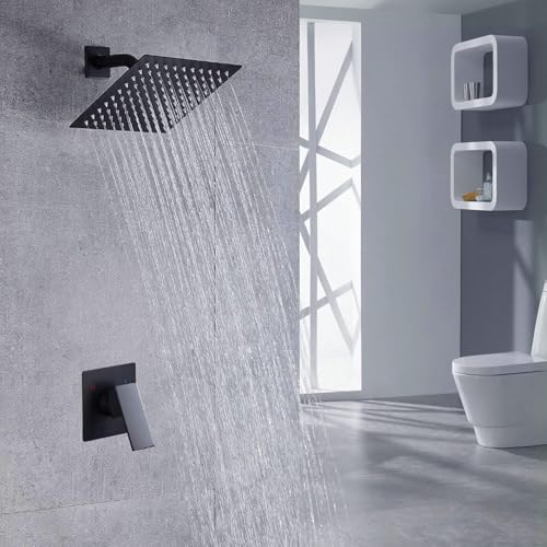 Bellearly Black Rain Shower Head, Bellearly High Flow Stainless Steel Square Rainfall Showerhead, Ultra Thin Fixed Shower Heads Water Saving thumb #4