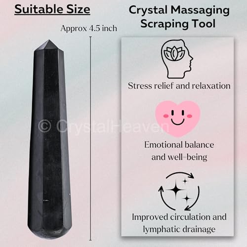 Image of Shungite Crystal Wand - Pointed Crystal Wand for Energy Healing, Chakra Balancing, Meditation and Home Decor - Crystals and Healing Stones for Gift