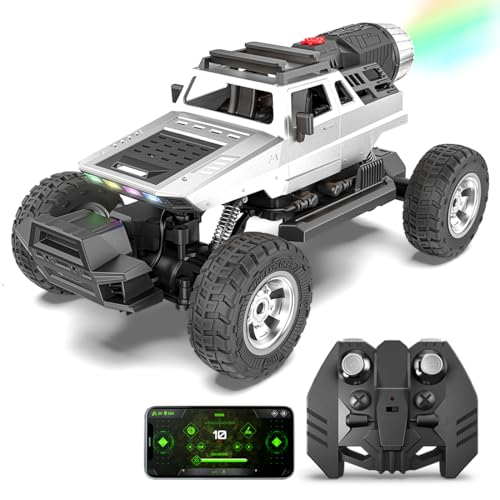 Image of Mirana Explorer 4WD 4x4 RC Car Toy for Kids - Remote & App Controlled Vehicle - Off Road Rock Crawler Monster Truck ATV - Type-C USB Rechargeable - for Boys & Girls 4 to 10 Years (Silver)