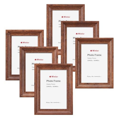 Winlor Mini Picture Frames 2.5x3.5 Inch (6-Pack) - Small Polaroid Photo Frames for Wall Table Home Office Decoration Durable Compact Frame Set for Family Coffee