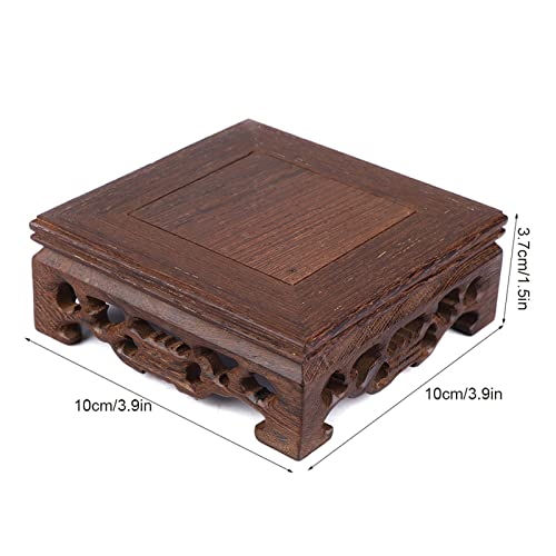 Luqeeg Wooden Display Stand - Wood Pedestal Stand, Square Teapot Vase Bonsai Base for Home Office Decoration(10x10x3.7cm) - Image 2