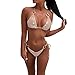 Produktbild QingJiu Frauen Pailletten Strass Crystal Diamond Push-Up Bikini Set Badeanzug Bademode (Large, Rosa)