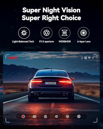 REDTIGER Dash Cam Front Rear, 4K/2.5K Full HD Dash Camera for Cars, Included 32GB Card, Built-in Wi-Fi GPS, 3.16” IPS Screen, Night Vision,... - Image 5