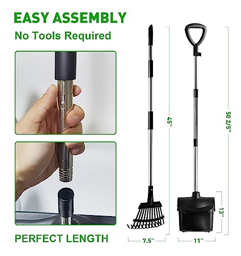 Pooper Scooper Swivel Bin & Rake Kit With 30 Waste Bags, 36" Long Handle Adjustable Dog Pooper Scooper For Large Medium Small Dogs, Portable Poop Scooper For Yard Lawn Outdoor, Easy To Clean Pet Waste #TOP5