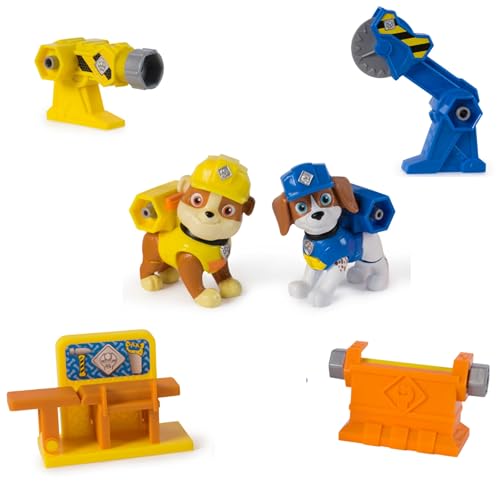 Rubble & Crew - Pack Figuras Rubble Y Wheeler, 2 Herramientas Y 2 Accesorios CONSTRUCCIÓN - Patrulla Canina Juguetes - Juegos Infantiles - Regalo Niño 3 años - 6071661 - Juguetes Niños 3 años +