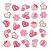 MakemadeDIY 120Pcs Flatback Pink Plastic Cabochons Charms Undrilled Transparent Cute Heart Strawberry Cherry Rainbow Flat Back Embellishments Bulk Mixed Resin Ornament Scrapbooking Set