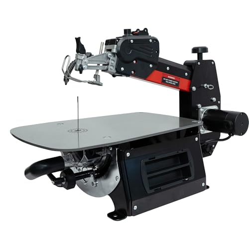 Bucktool 16 Inch Variable Speed Scroll Saw, 1.3A Power Scroll Saws for Woodworking with Upper Arm Lifting, Double Parallel-link Drive, 15 TPI & 18 TPI Pinless Blades for Craftsman, Crafting, Craft