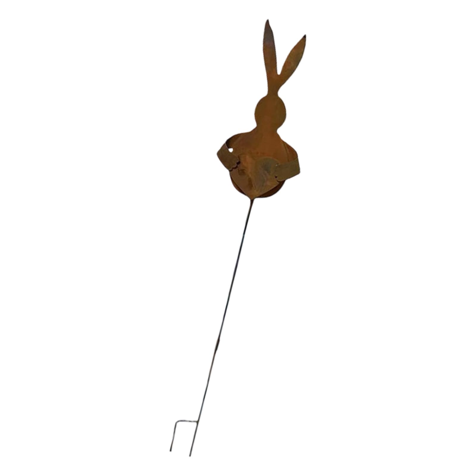 ordinarYone Easters Themed Rusted Rabbits Garden Ornament Iron Easters Garden Decorative Stake for Flower Bed Walkways