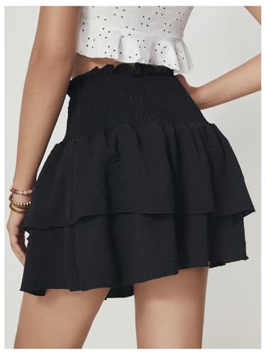WDIRARA Women's Summer Cute High Waist Ruffle Short Mini Skirt Loose Paperbag Skirts2