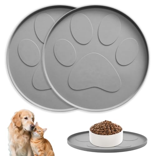 2 Stück Hundenapf Unterlage, 27,5 cm Unterlage Katzennapf...