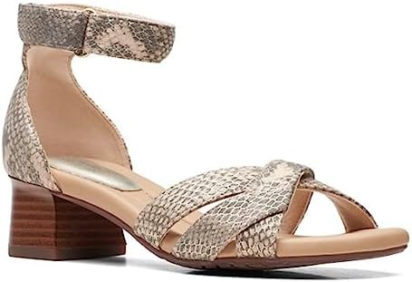 Clarks Women's Desirae Lily Heeled Sandal, Beige Metallic Synthetic, 9 Wide | Image 3