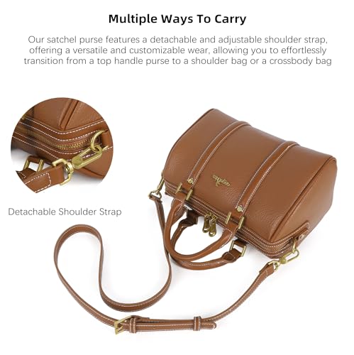 Image of Angel Kiss Women Satchel Purses and Handbags Vegan Leather Boston Barrel Bag Top Handle Shoulder Purse with Crossbody Strap | Vegan Leather