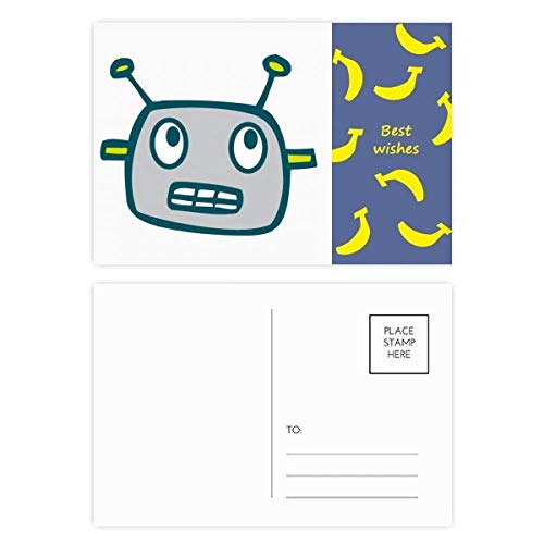 Carte postale merci robot banana et alien gris multicolore de 5,7 x 3,8 pouces