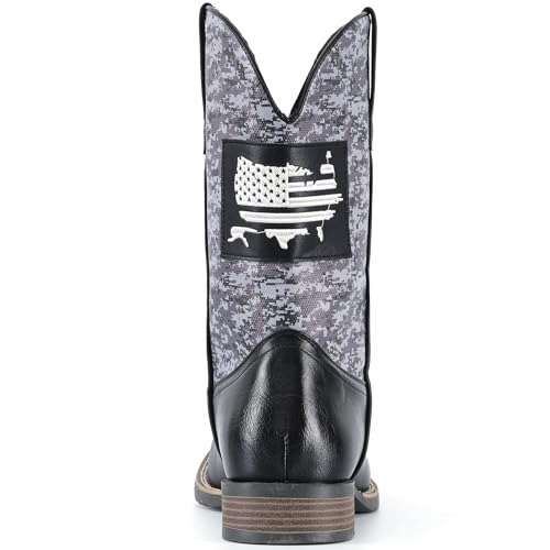 Image of IUV Cowboy Boots For Men Wide Western Boot Traditional American Flag Retro Square Toe Country Work Boots